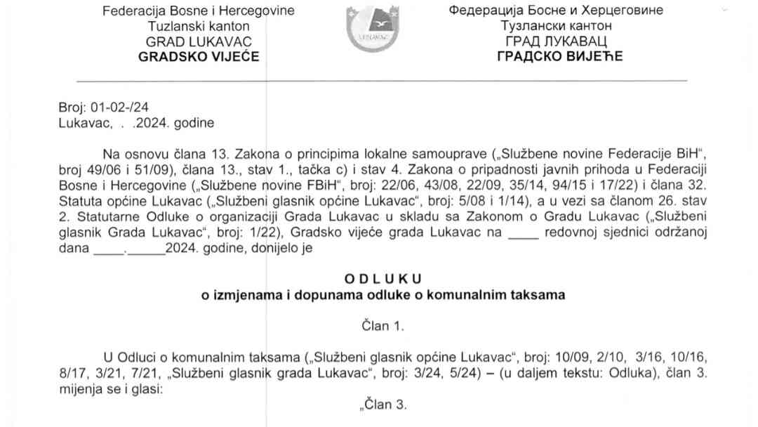 VRIJEDI LI USTAV FBiH U LUKAVCU: Grad Lukavac povećao iznos “takse na istaknuti firmu”