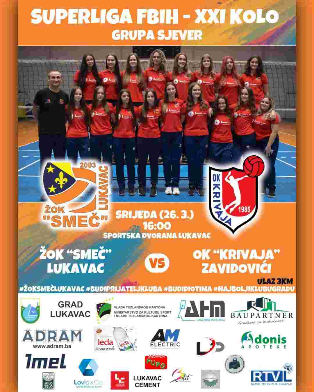 Posljednja domaća utakmica sezone: Odbojkašice ŽOK “Smeč” Lukavac dočekuju Zavidoviće