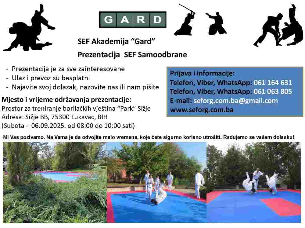 SEF vas poziva na 8. Self-Defense seminar u Sižju, 6. i 7. septembra