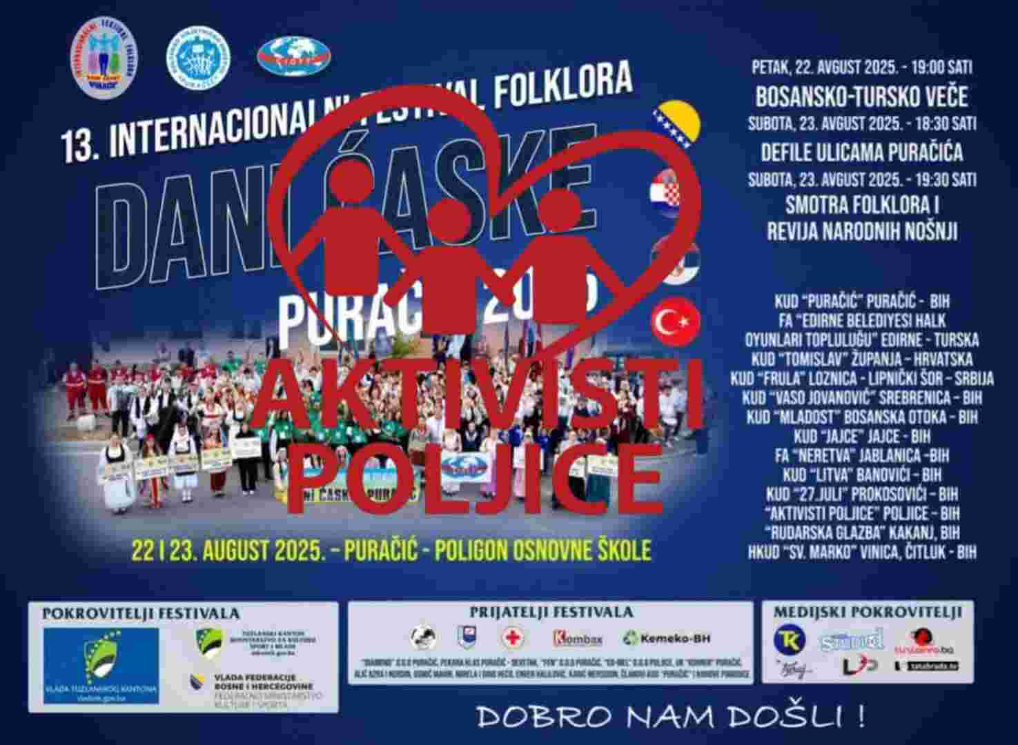 Folklorna sekcija UG Aktivisti Poljica nastupa na Internacionalnom festivalu folklora u Puračiću
