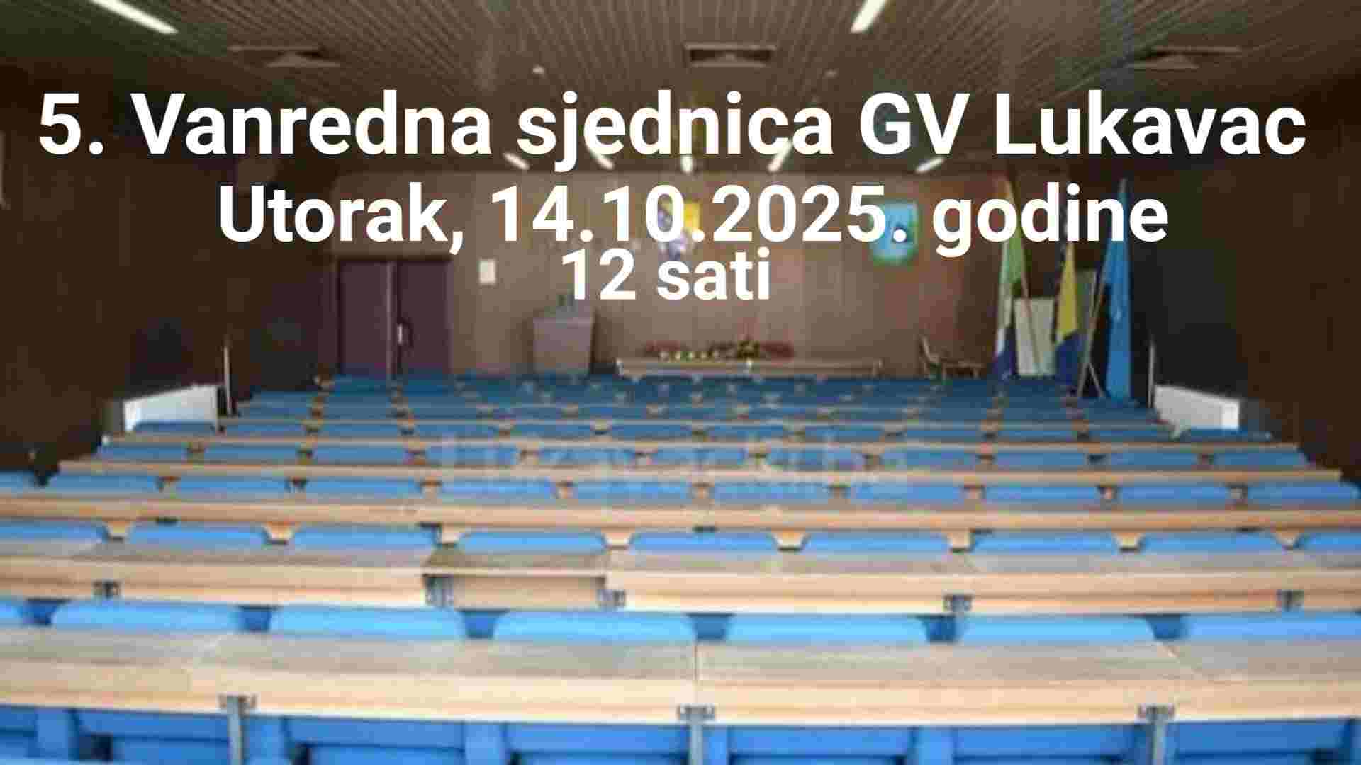 Sutra 5. vanredna sjednica Gradskog vijeća Lukavac