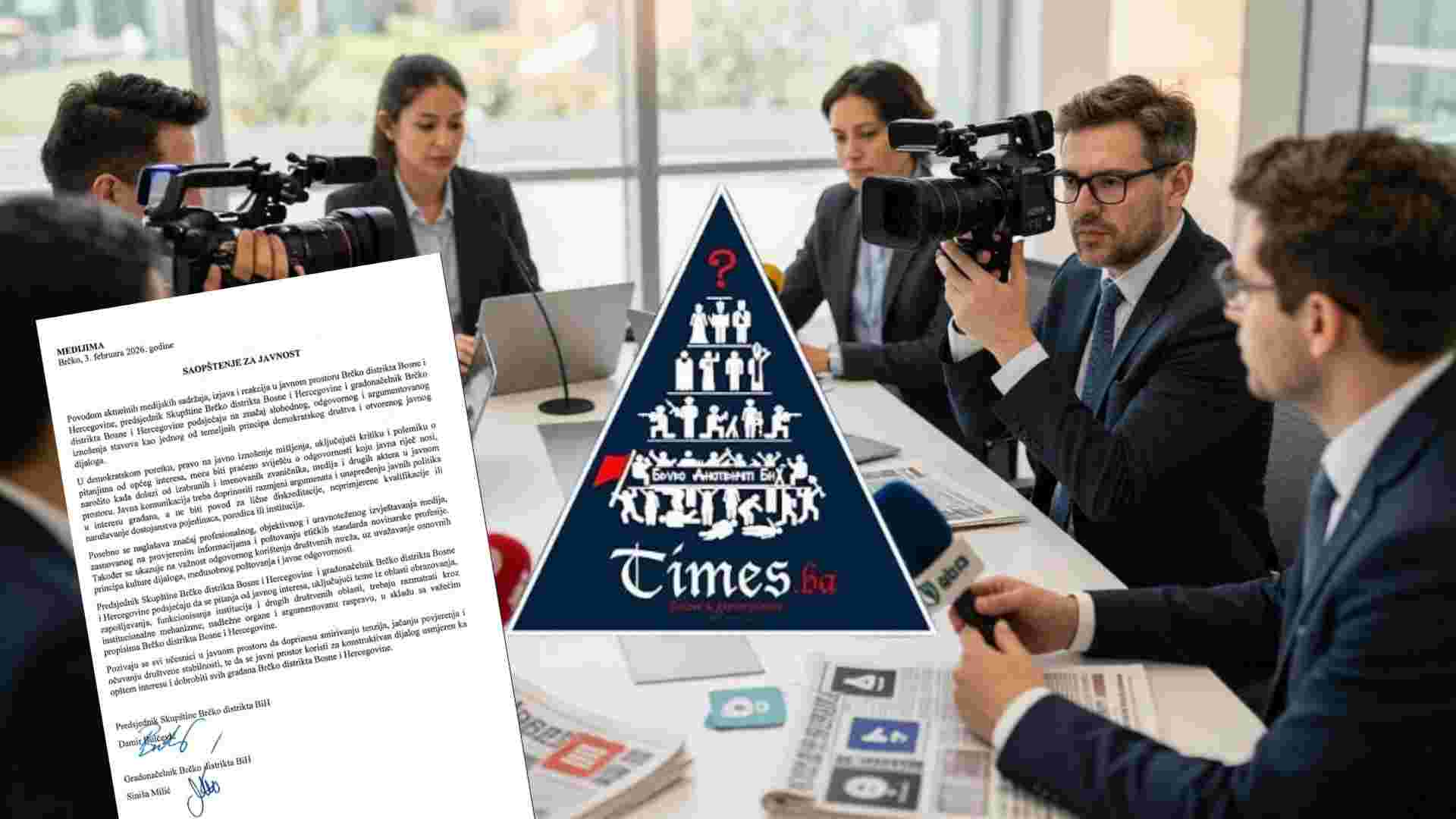 Na saopštenje gradonačelnika i predsjednika Skupštine Brčko distrikta reagovao portal Times.ba