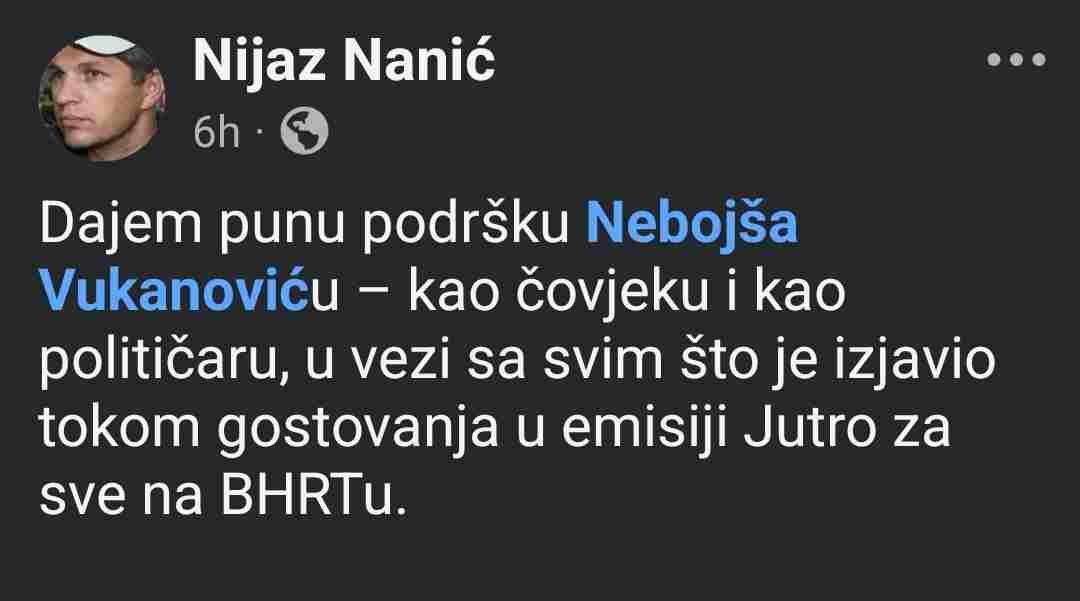 Nijaz Nanić dao punu podršku Nebojši Vukanoviću: “Patriotizam se ne mjeri navijanjem za reprezentaciju”