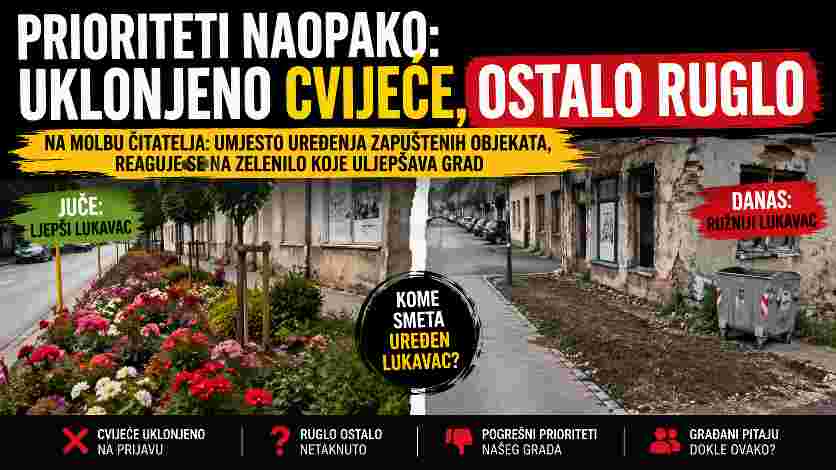 Prioriteti naopako: uklonjeno cvijeće, ostalo ruglo