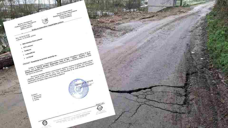 Klizište u Tabacima: zatvorena lokalna cesta, prolazak na vlastitu odgovornost