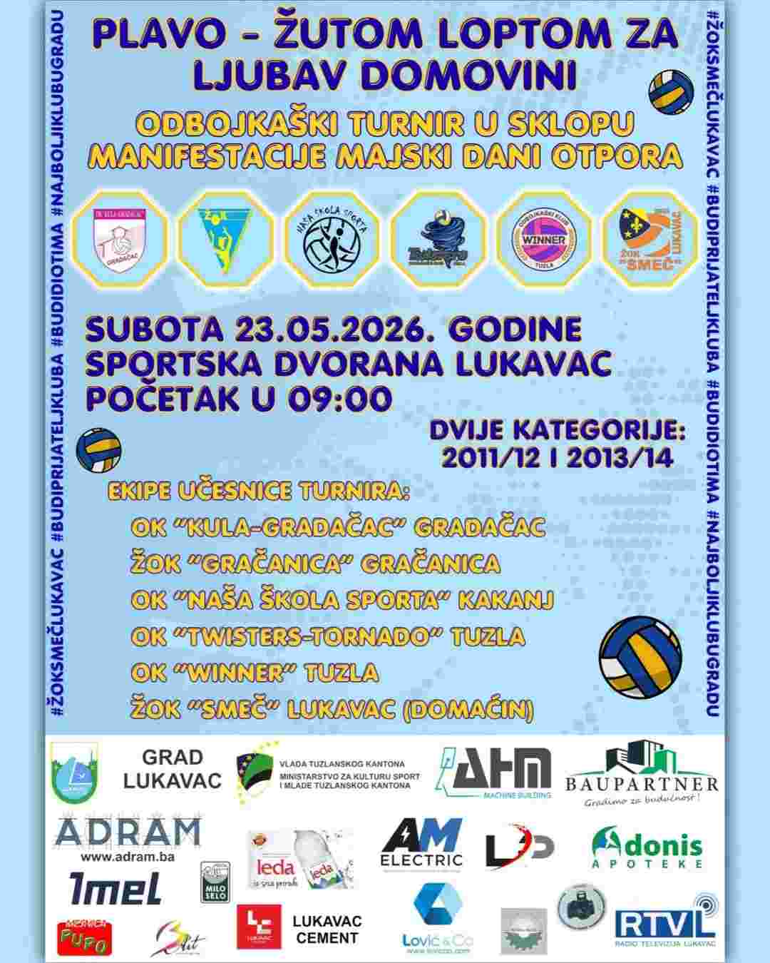 ŽOK „Smeč“ Lukavac organizuje odbojkaški turnir povodom Majskih dana otpora