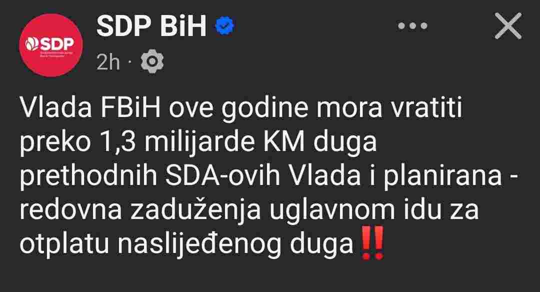 SDP BiH: Izetbegovićeve tvrdnje ne odgovaraju činjenicama, zaduženja služe za otplatu naslijeđenih obaveza
