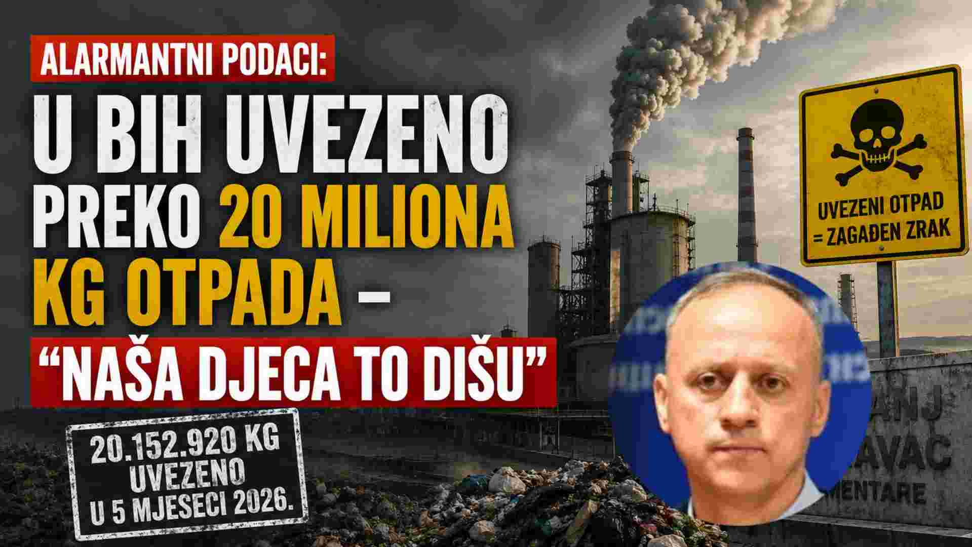 ALMEDIN ALIEFENDIĆ: U BIH UVEZENO PREKO 20 MILIONA KG OTPADA – „NAŠA DJECA TO DIŠU“