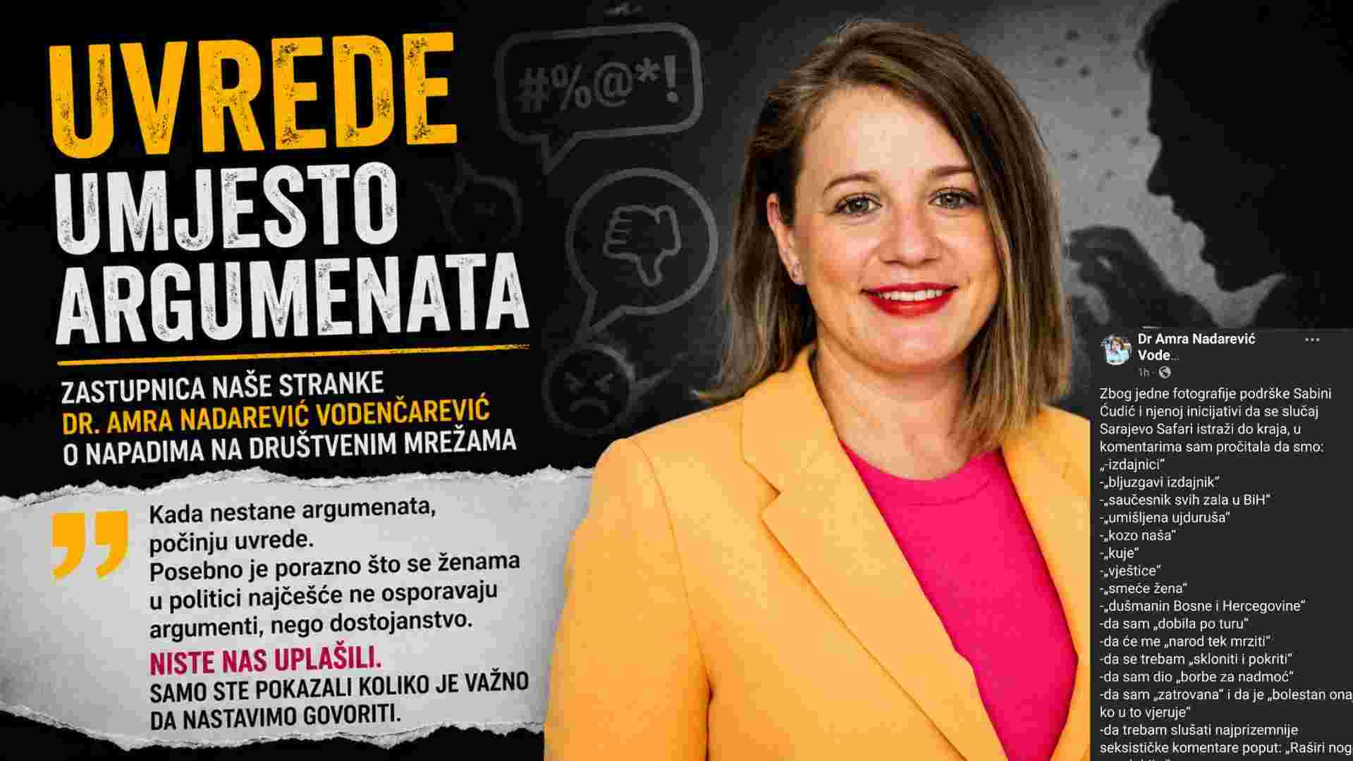 UVREDE UMJESTO ARGUMENATA: ŠTA NAM GOVORI SLUČAJ AMRE NADAREVIĆ VODENČAREVIĆ O KULTURI DIJALOGA U BIH?