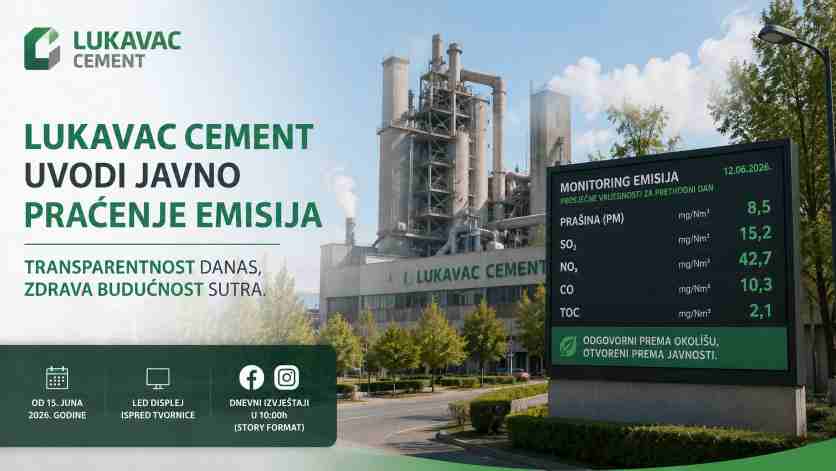 Lukavac Cement uvodi javno praćenje emisija: Proaktivan odgovor na pojačanu pažnju javnosti