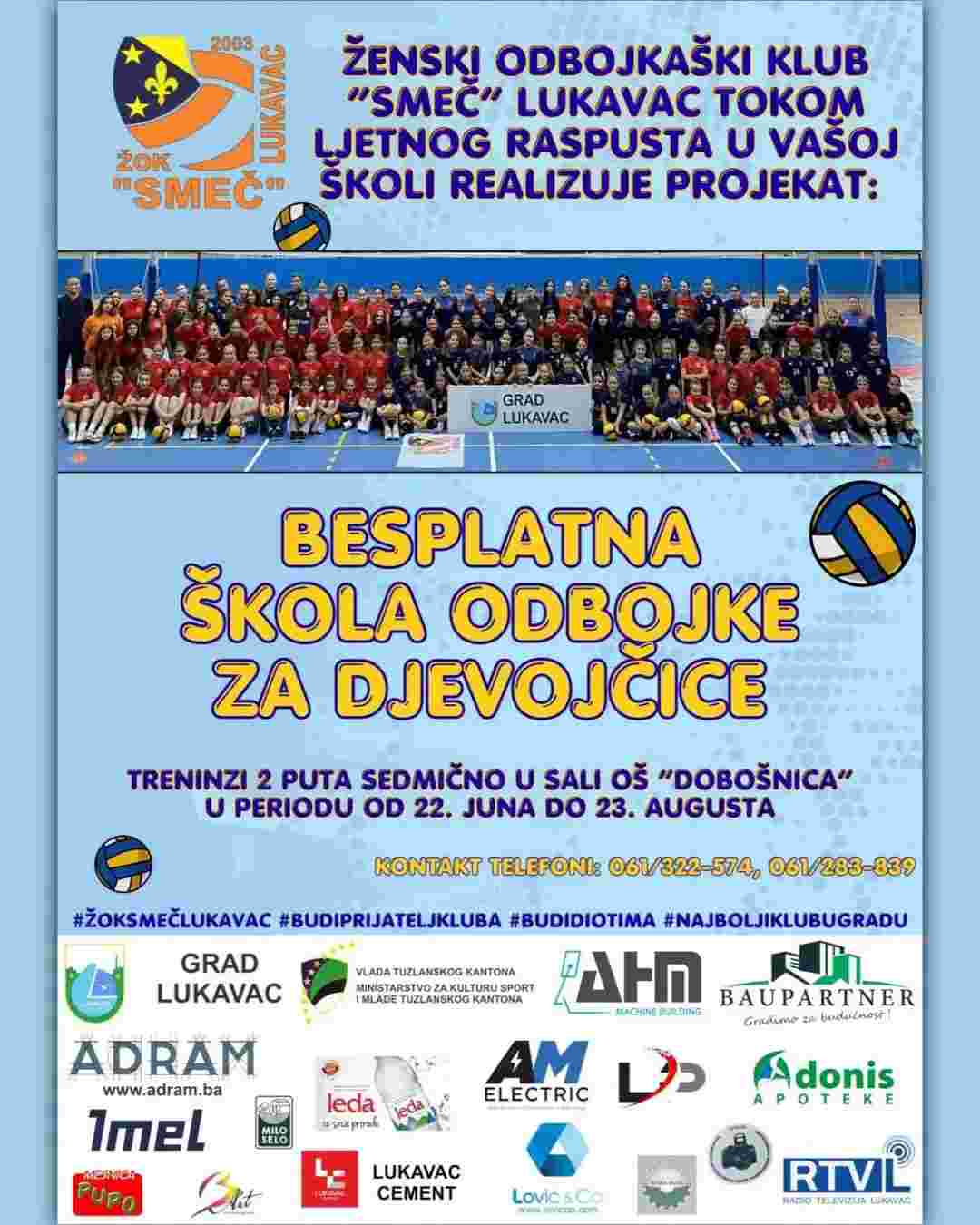 Besplatna škola odbojke za djevojčice: ŽOK “Smeč” i ovog ljeta organizuje treninge u tri mjesne zajednice