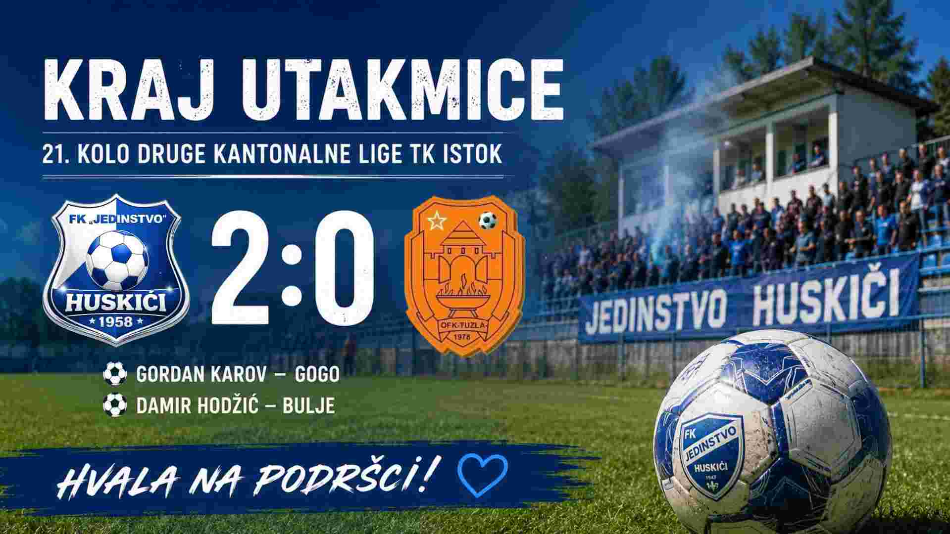 Jedinstvo Huskići slavilo protiv OFK Tuzla u posljednjem domaćem nastupu sezone