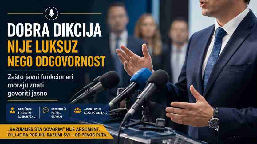 Dobra dikcija nije luksuz nego odgovornost: Zašto javni funkcioneri moraju znati govoriti jasno
