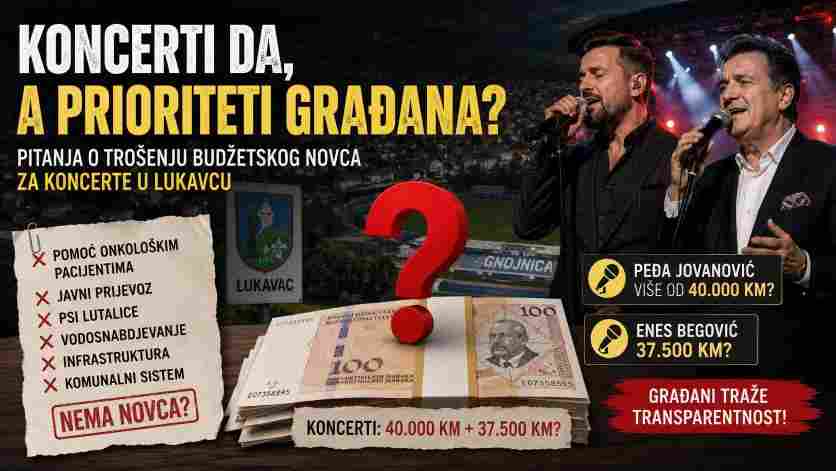 Pitanja o trošenju budžetskog novca za koncerte u Lukavcu: Građani očekuju odgovore nadležnih