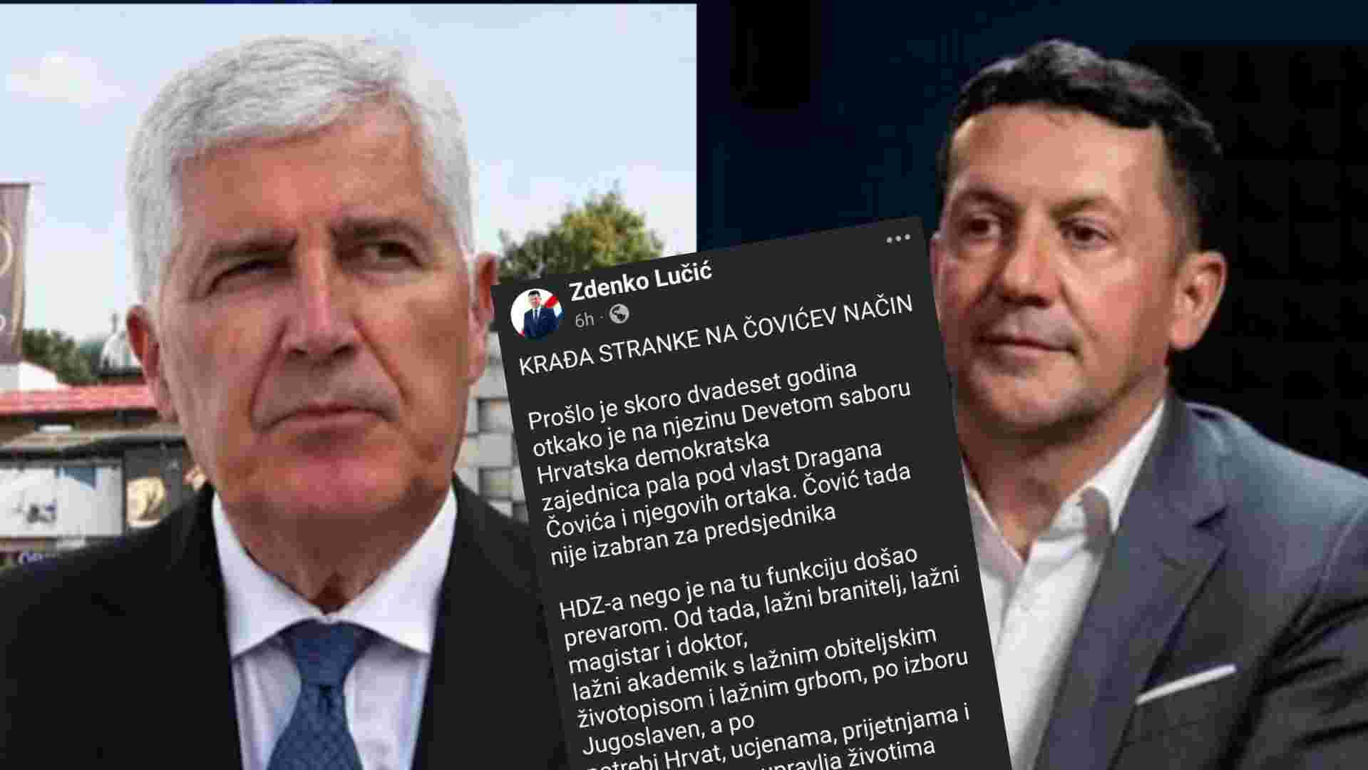 Zdenko Lučić žestoko prozvao Čovića: „Krađa stranke na Čovićev način“