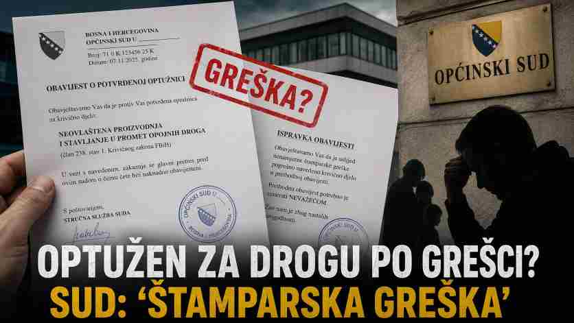 VJEROVALI ILI NE: Sud građaninu poslao obavijest da je optužen za drogu, pa potom saopštio da je riječ o „štamparskoj grešci“