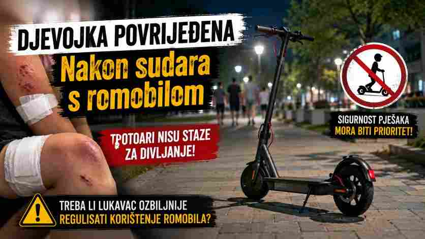 LUKAVAC: Djevojka povrijeđena nakon što je na nju naletio rlektrični romobil – Treba li grad ozbiljnije urediti kretanje električnih romobila?
