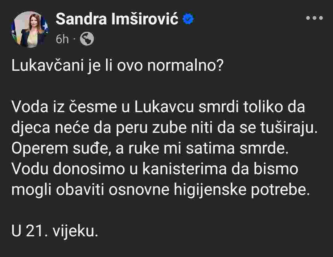 Sandra Imširović: Lukavčani, je li ovo normalno?