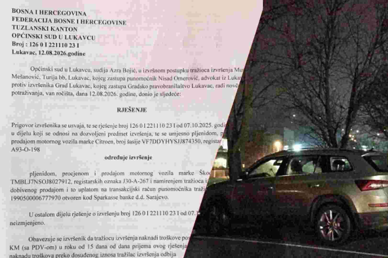 Gradonačelnikova Škoda Kodiaq ponovo pred sudom: Službeni automobil Grada Lukavca drugi put određen za izvršenje