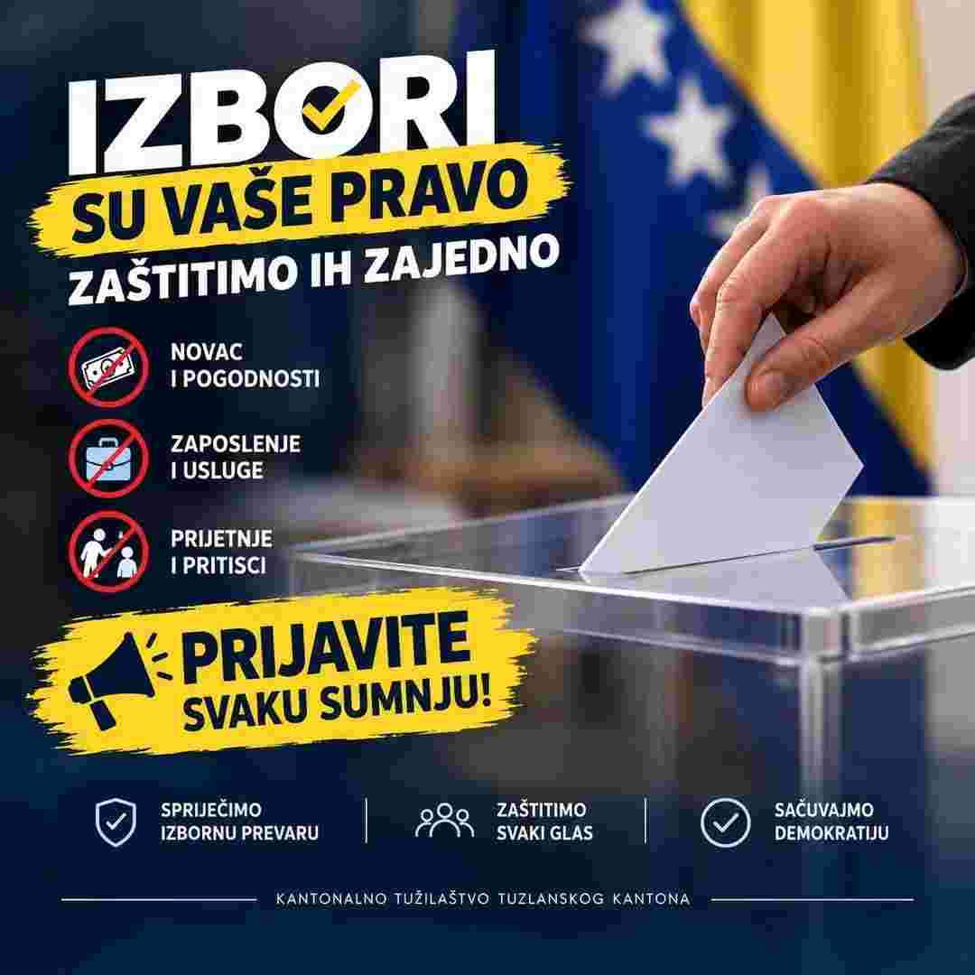 Kantonalno tužilaštvo TK poziva građane da prijave kupovinu glasova i pritiske na birače