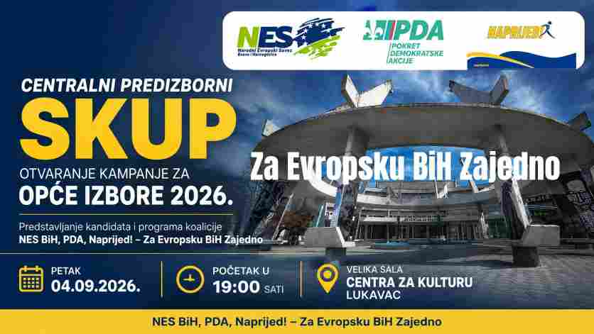 Koalicija NES BiH, PDA i Naprijed! u petak otvara predizbornu kampanju u Lukavcu