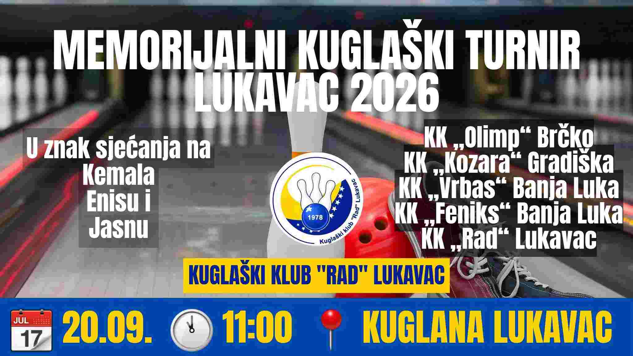 Memorijalni kuglaški turnir u Lukavcu: U čast Kemala, Enise i Jasne